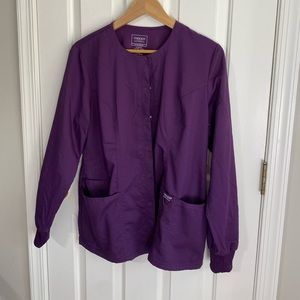 Cherokee Women Warm Up Scrubs Jacket Workwear Revolution Snap Front